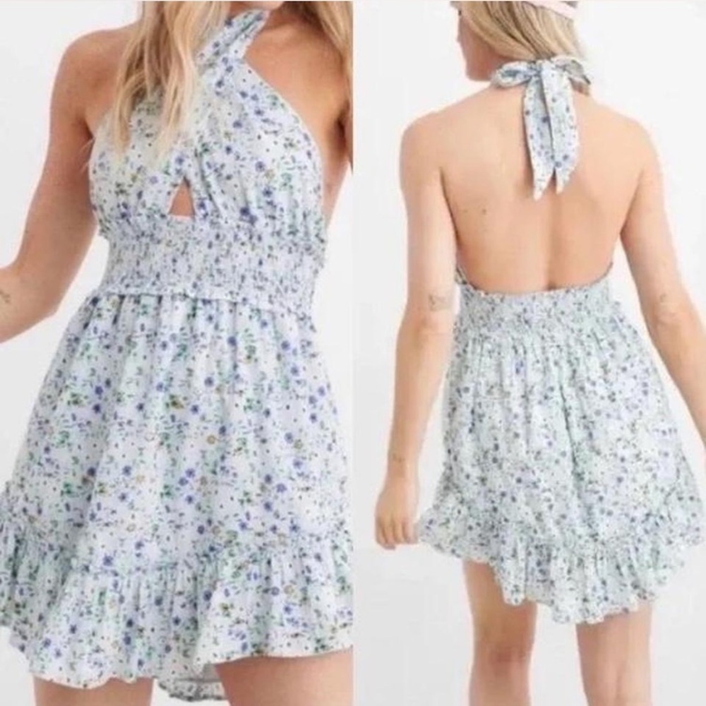 Aerie Floral Mini Dress - Blue and White - Picture 3 of 8